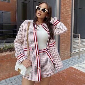 MAJE Tweed Jacket. Houndstooth Blazer.